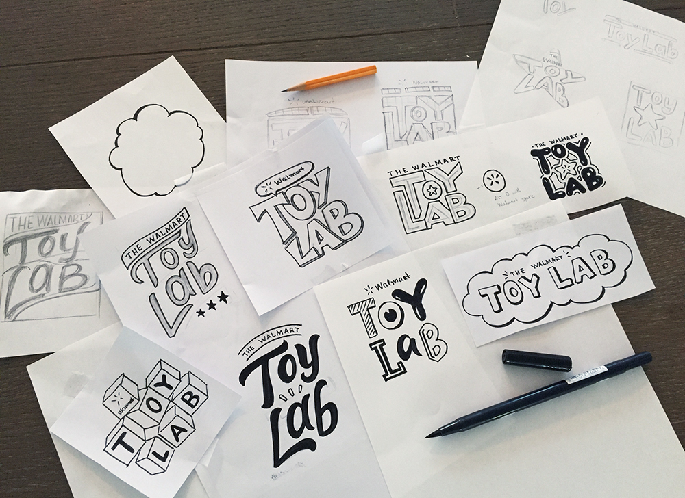 Sketches of the TOyLab logo.